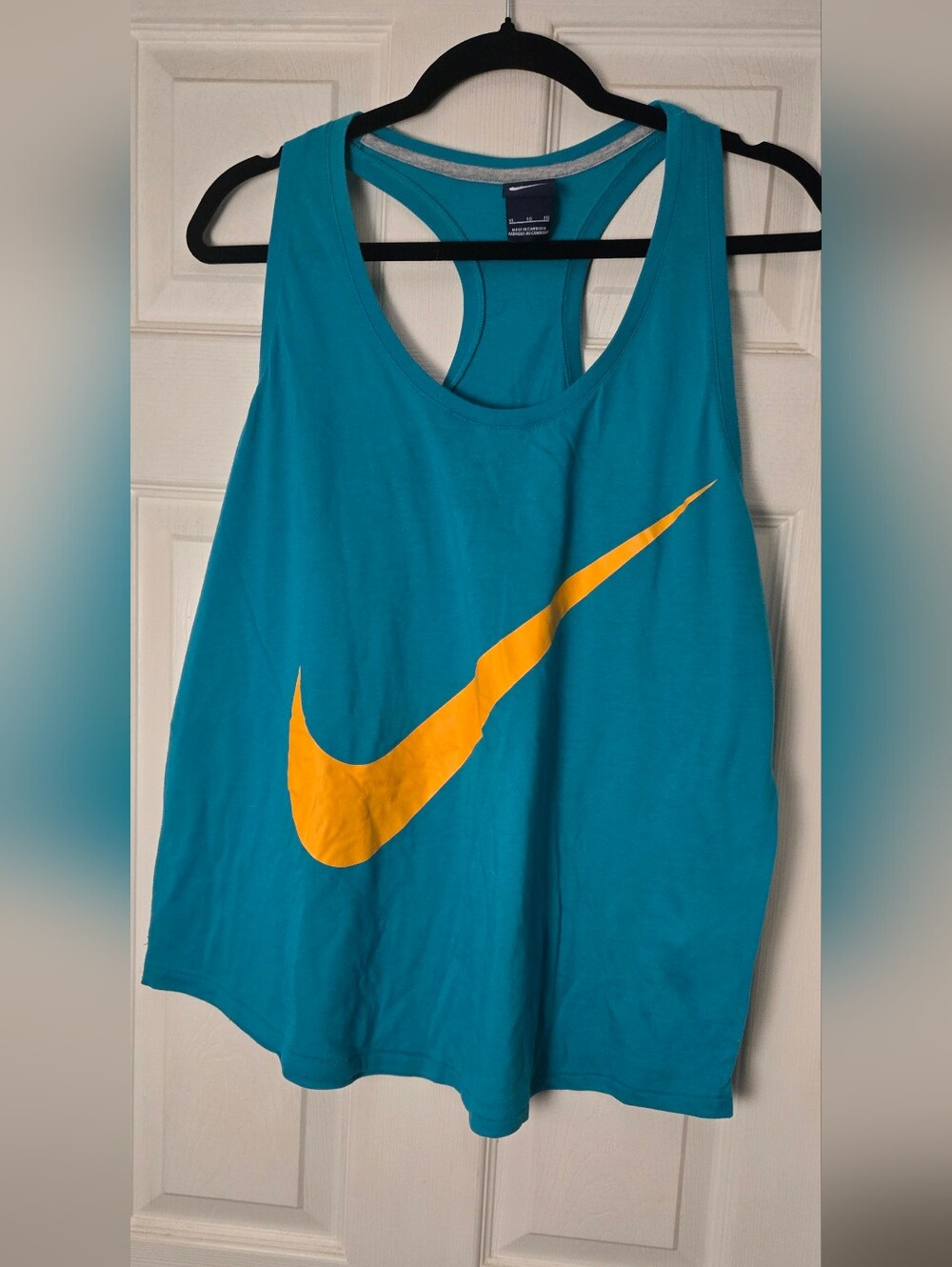 Nike Tank Top with Large Swoosh - Teal and Yellow